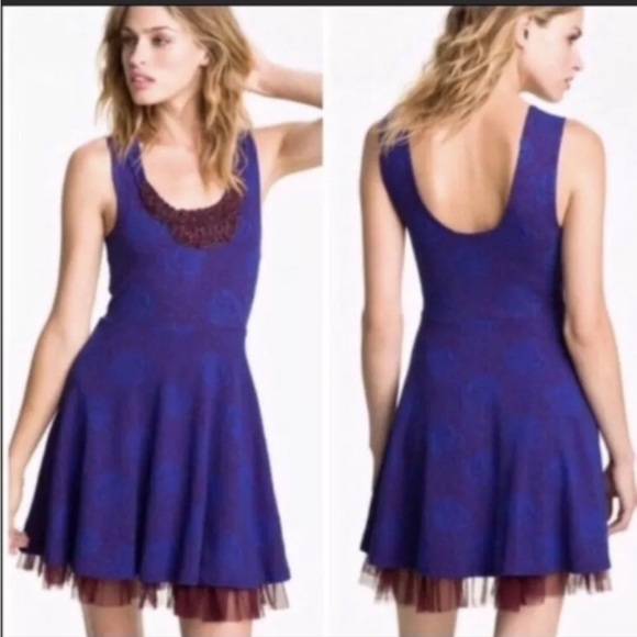 Free People Dresses & Skirts - Free People Floral Beaded Flare Skate Tulle Dress